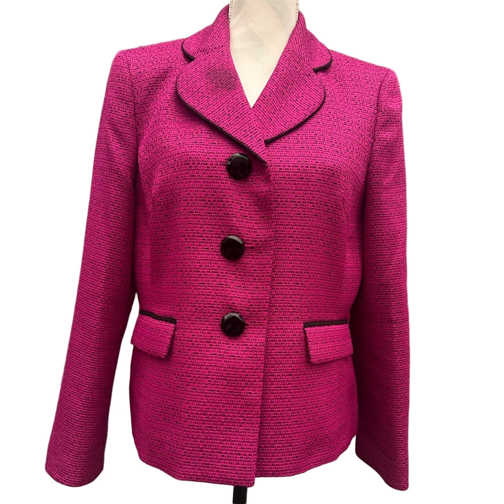 Le Suit Hot Pink and Black Blazer